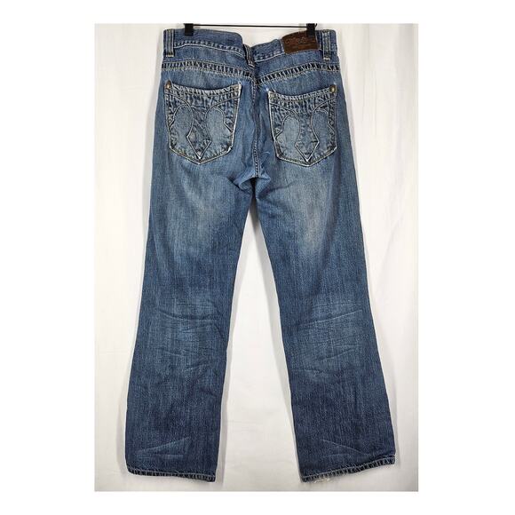 MARC ECKO XO.72 TIME SQUARE MEN'S BLUE DISTRESSED BOOT FIT JEANS SIZE W34 x L30 - Picture 2 of 16